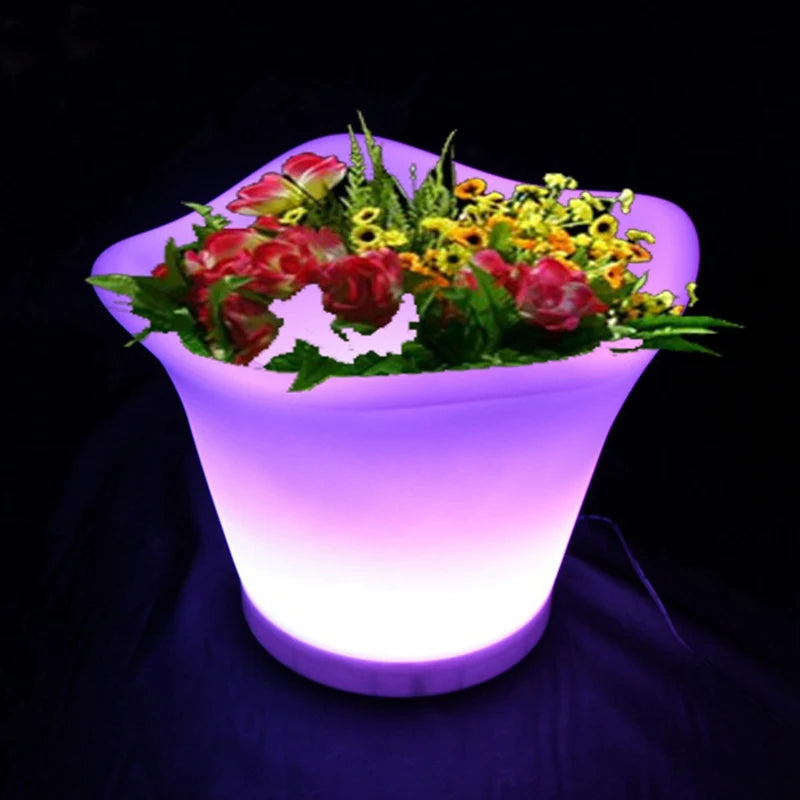 Glowing lighting LED flower pots RGB led flower pot ,led round vase,LED beer barrel L32*W32*H27.2cm Free Shipping 10pcs/Lot