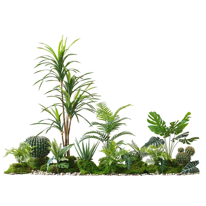 Simulated green plants decorate large area under the stairs landscape home hotel indoor potted plant ornaments