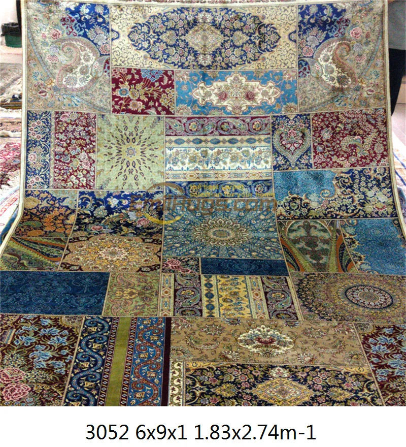 Large Blue Natural Silk Hand Knotted Estate Floor Carpet Persian Area Rug