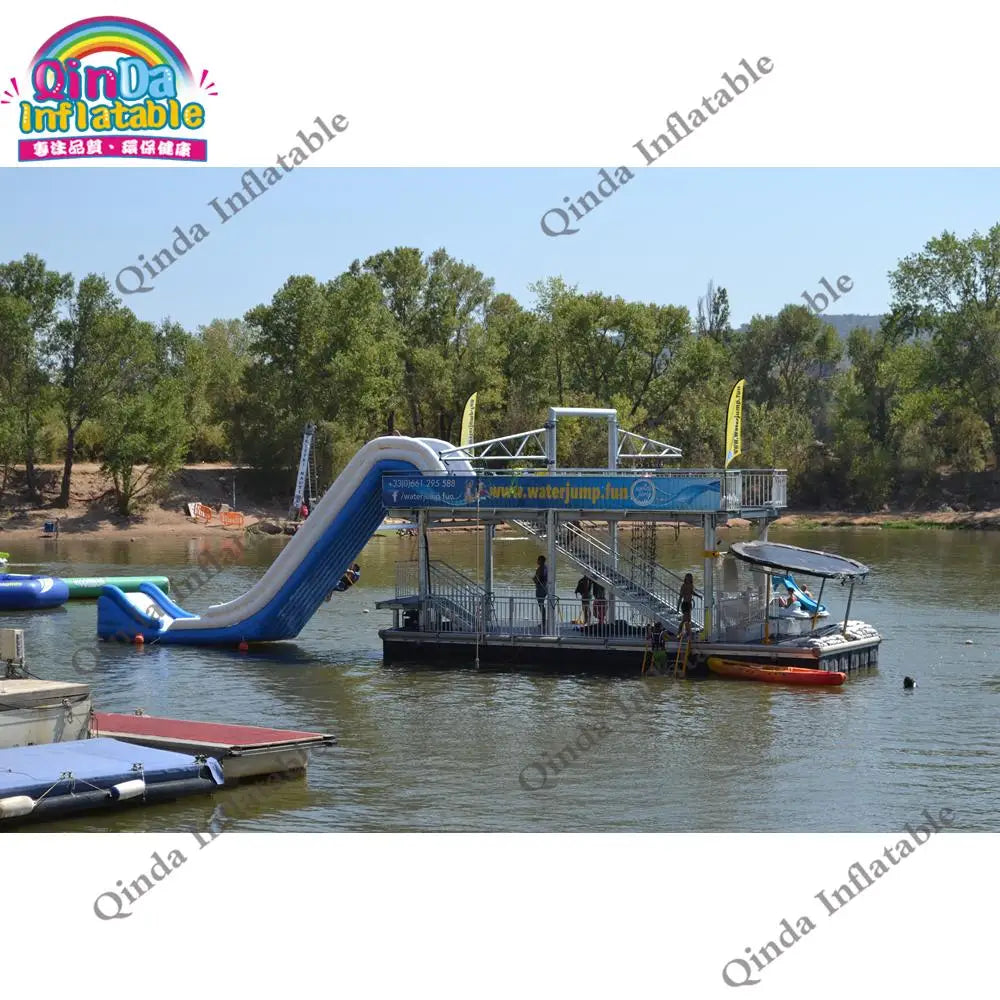 Portable Inflatable Boat Dock Slides,inflatable Floating Yacht Slide With Down-up Slide