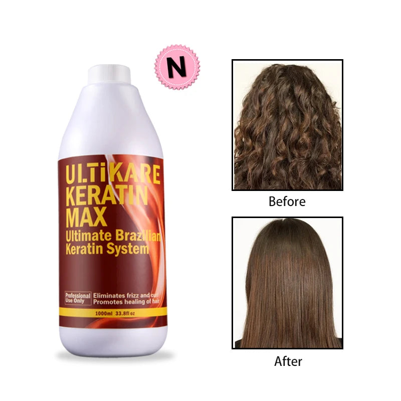 1000ml Brazilian 5% Keratin Professional Hair&Scalp Treatment+Mini Travel Argan Oil Hair Shampoo and Conditioner Set