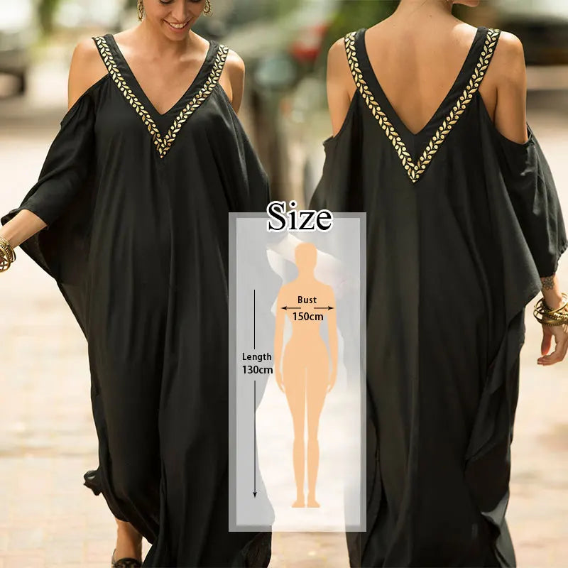 Embroidered Short Sleeve Summer Dress Cotton  Women Beachwear Swimsuit Cover Up