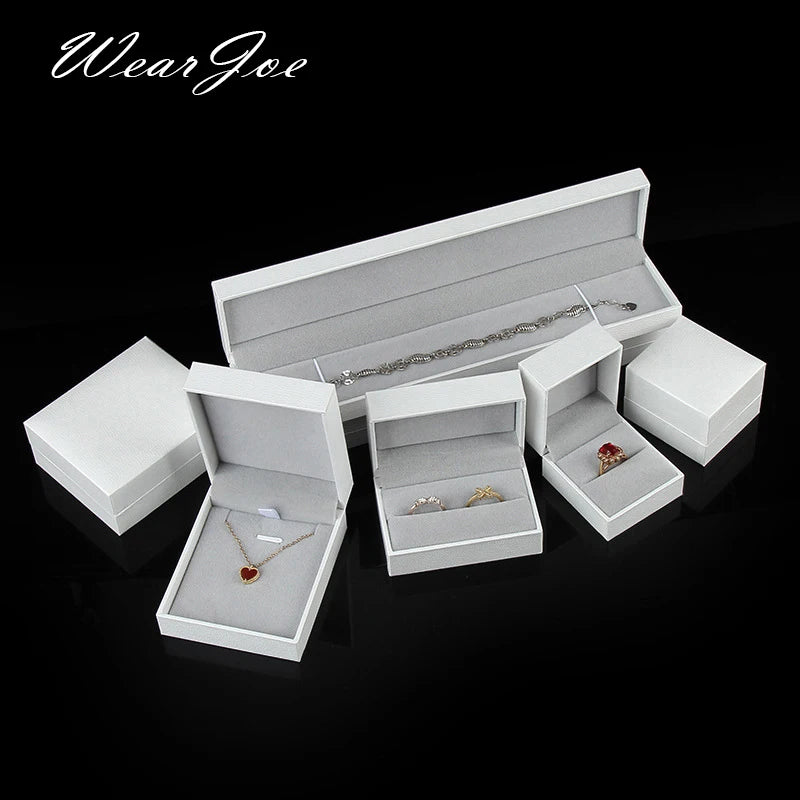 Wholesale Ring Earrings Jewelry Packaging Box for Business Superior Gift Necklace Ear Studs Bracelet Bangle Storage Box White