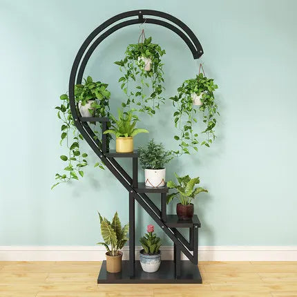 Metal Plant Stand Flower Planter Rack Pot Holder Multi-Layer Plant Display Shelf Organizer Heart-Shaped Plant Stands for Outdoor