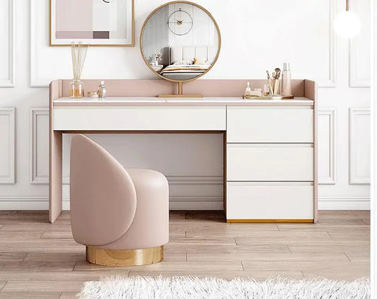 Dressing table Bedroom small solid wood rock plate storage integrated dressing table advanced sense simple modern dressing table