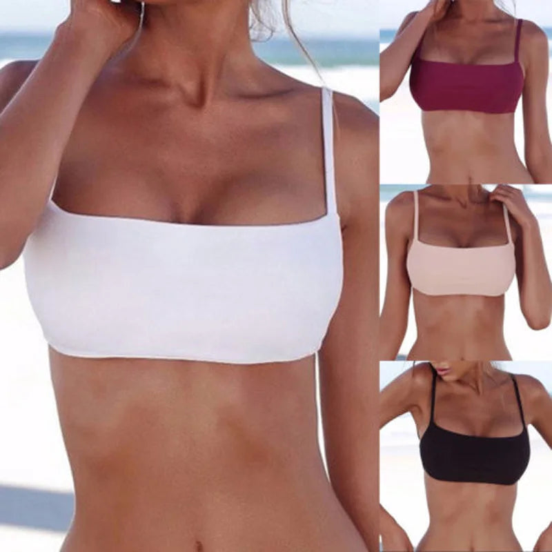 Solid Bikini Tops Women Bandeau Bikini Separates Girls Beachwear Only Top Female Sunthing Bthing Wear Swimwear Swimsuit Top