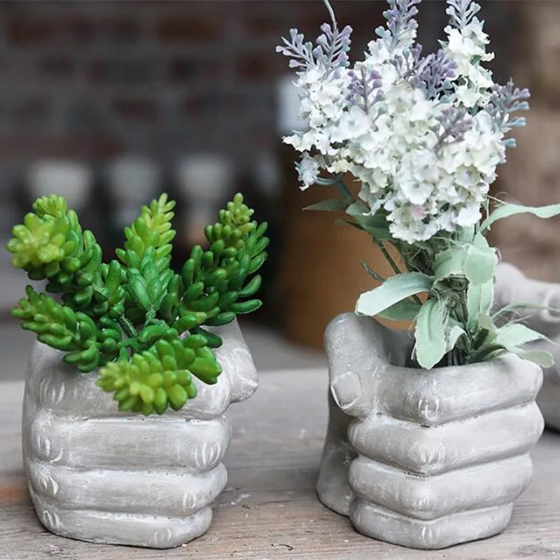 Fist Shape Flower Pot Cement Mold Diy Concrete Gardening Succulent Planting Container Clay Pot Mold Plant Flowerpot Plaster Mold