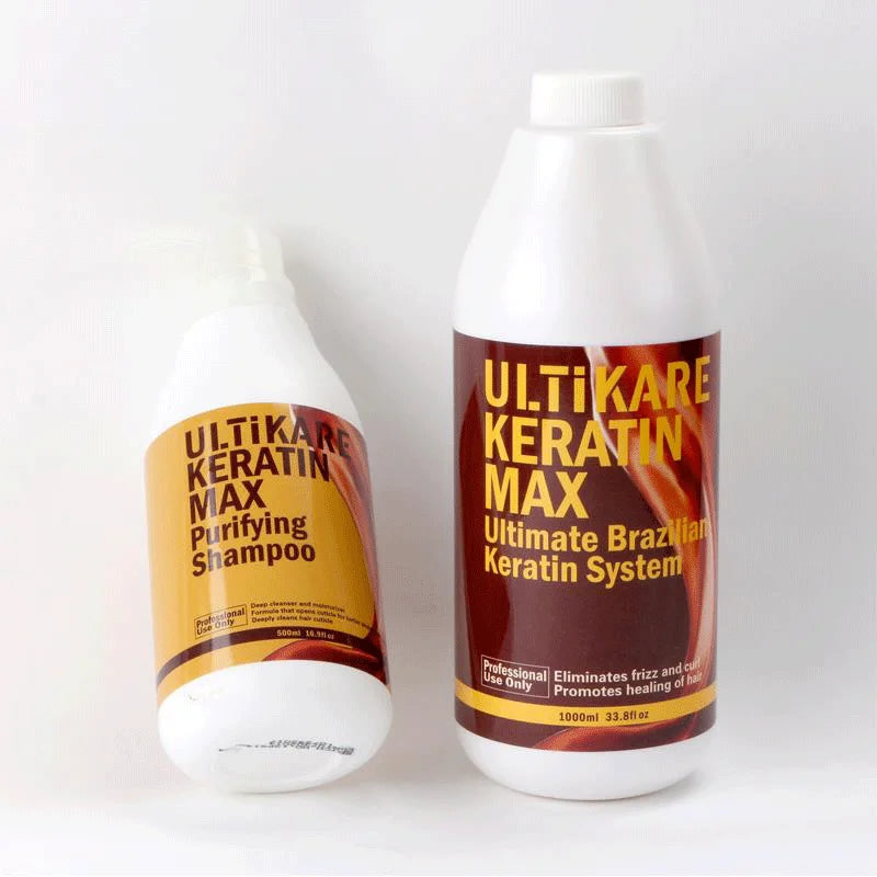 Ultikare 12% Brazilian Keratin Chocolate Hair Treatment Set Purifying Shampoo & Daily Shampoo And Conditioner For Hair Salon
