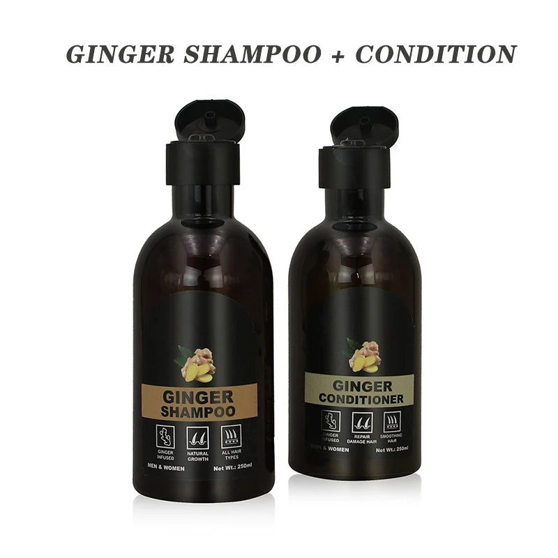 Ginger Hair Shampoo Conditioner Set Anti Hair Loss Moisturizing Hair Damage Repair Natural Herbal Extract Hair Care Product