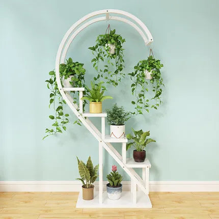 Metal Plant Stand Flower Planter Rack Pot Holder Multi-Layer Plant Display Shelf Organizer Heart-Shaped Plant Stands for Outdoor