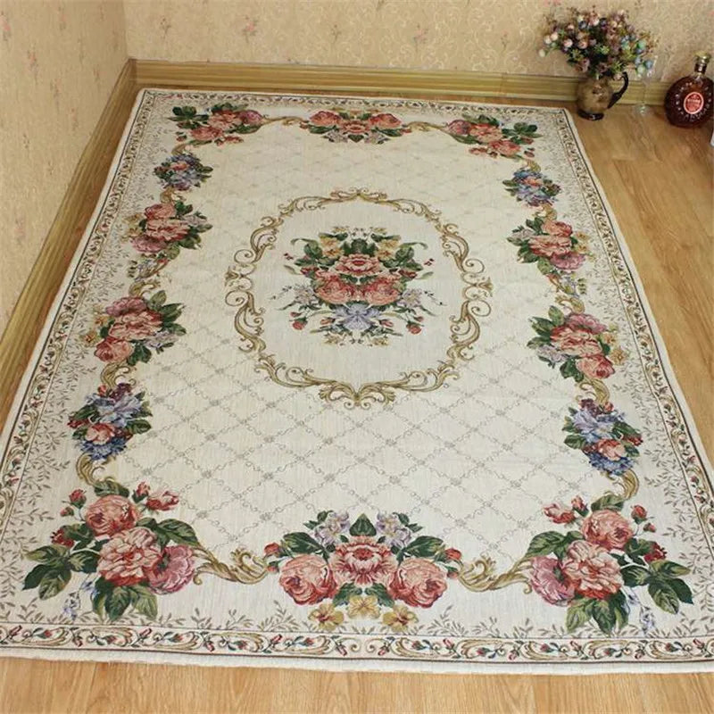 European Carpets Living Room Pastoral Flower Home Bedroom Rugs And Carpets Sofa Coffee Table Mat Anti-Slip Floor Study Area Rug