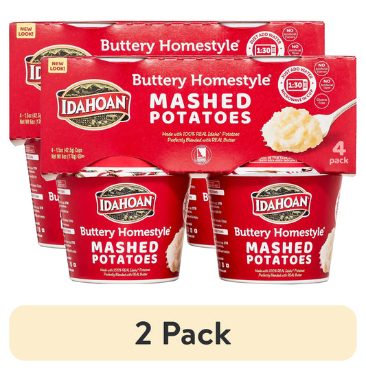 (2 Pack) ® Buttery Homestyle® Mashed Potatoes Cup, 1.5 Oz (Pack of 4)