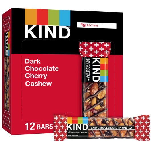 Gluten Free Dark Chocolate Cherry Cashew Snack Bars, 1.4 Oz, 12 Count Box