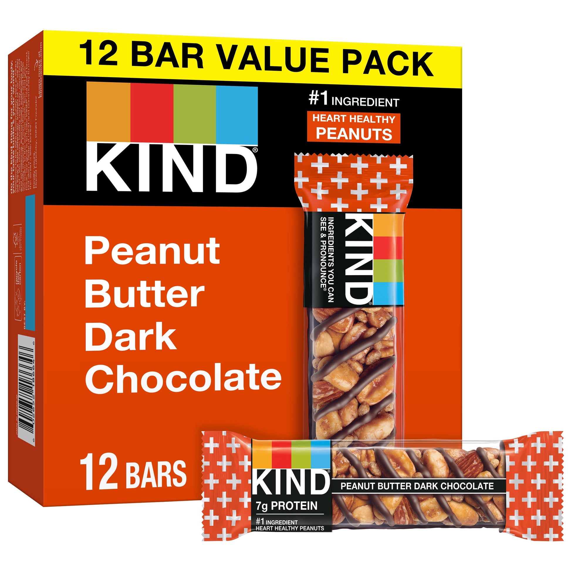 Gluten Free Peanut Butter Dark Chocolate Snack Bars, Value Pack, 1.4 Oz, 12 Count Box