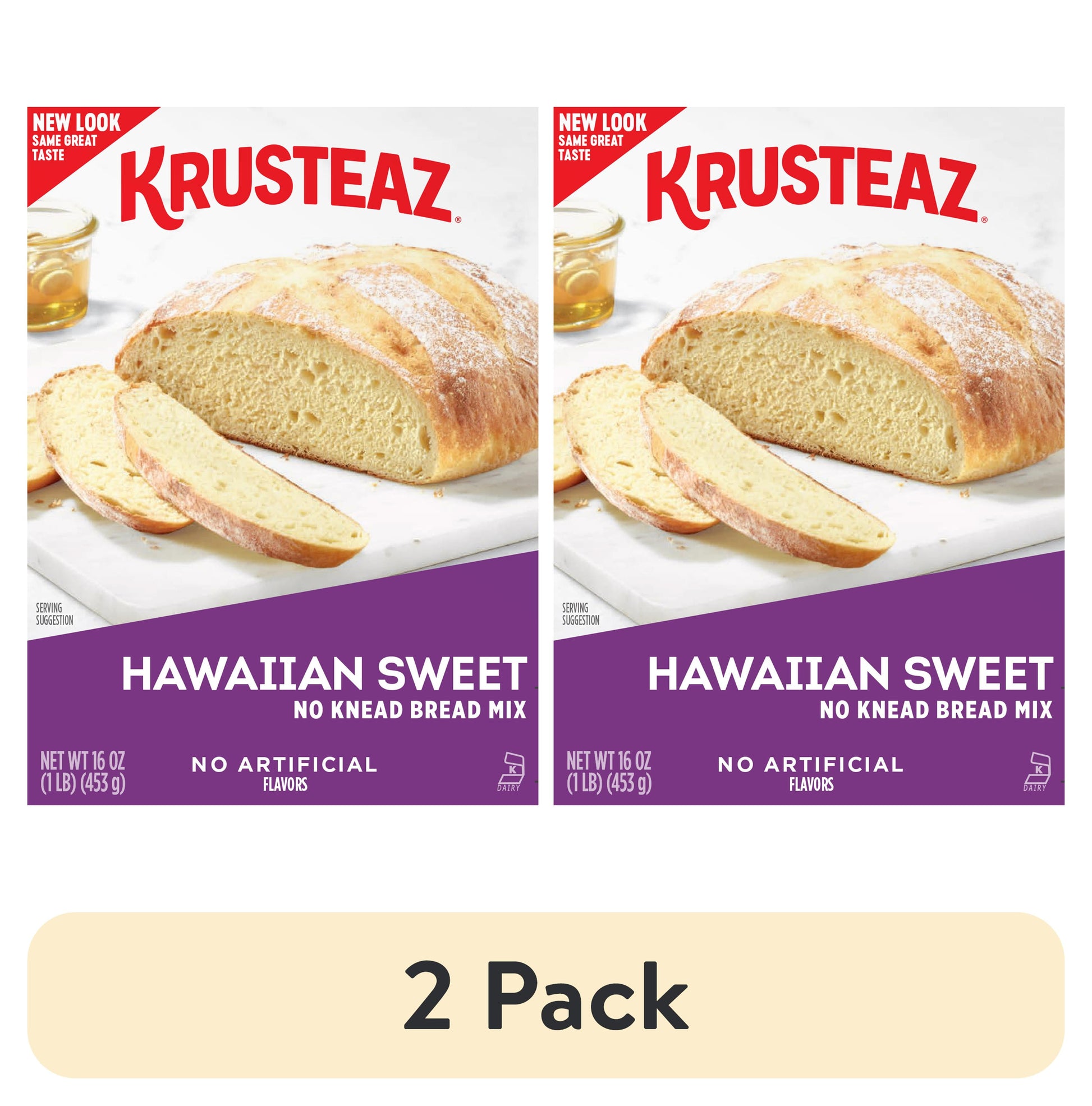 (2 Pack)  Hawaiian Sweet No Knead Bread Mix, 16 Oz Box