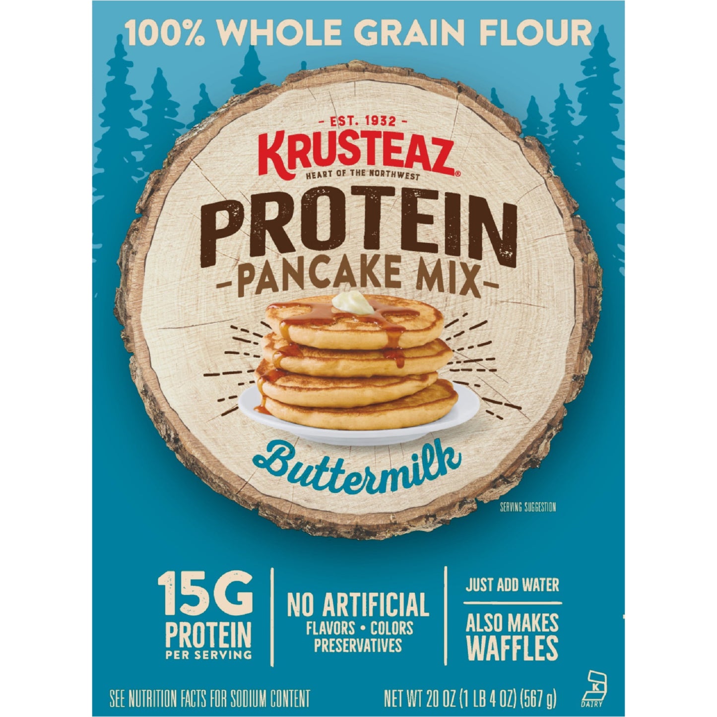 Protein Buttermilk Pancake and Waffle Mix, 15G Protein per Serving, 20 Oz Box