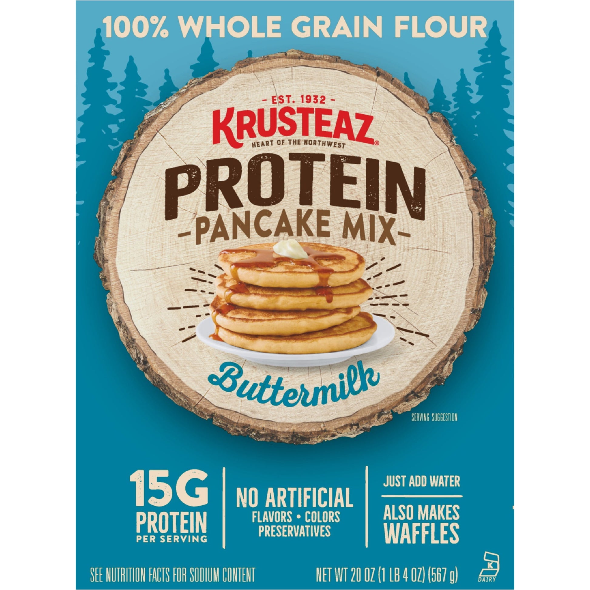 Protein Buttermilk Pancake and Waffle Mix, 15G Protein per Serving, 20 Oz Box