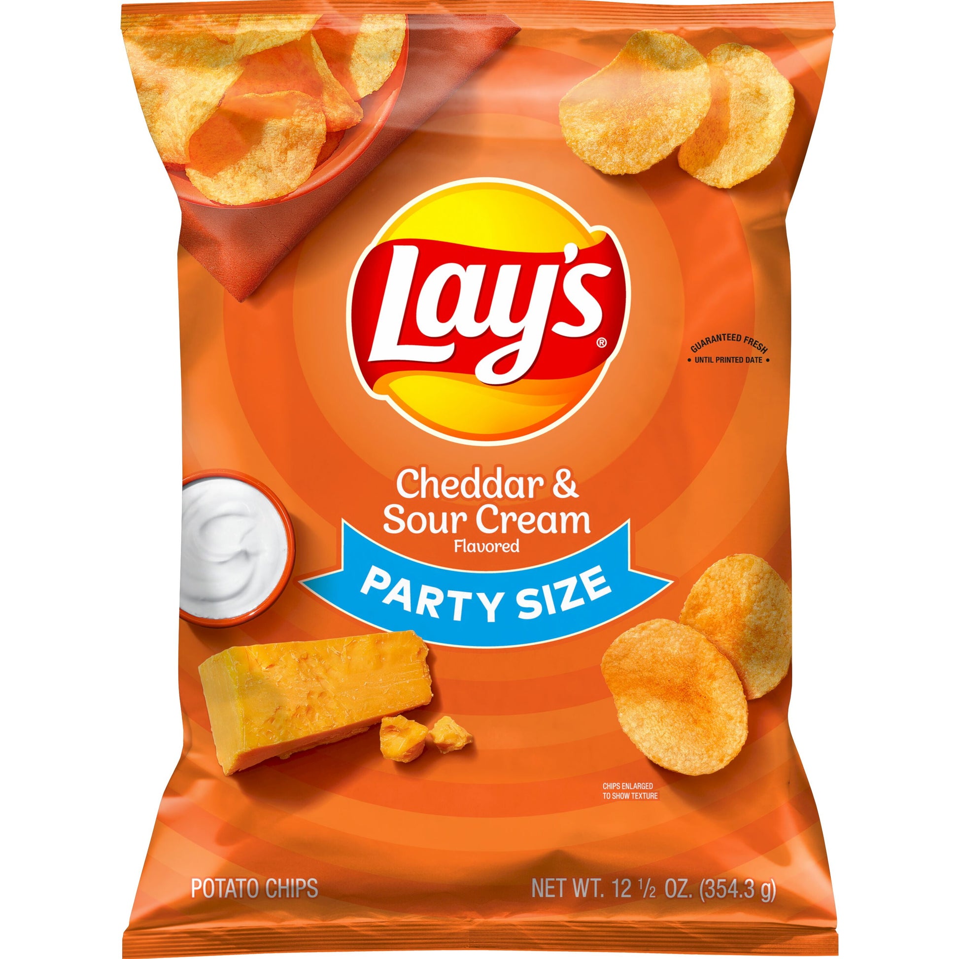 Cheddar & Sour Cream Flavored Potato Chips, Party Size, 12.5 Oz Bag