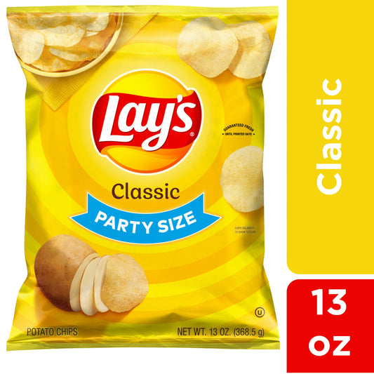 Classic Potato Snack Chips, Party Size, 13 Oz Bag