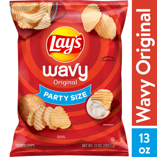 Wavy Original Potato Snack Chips,Party Size, 13 Oz Bag