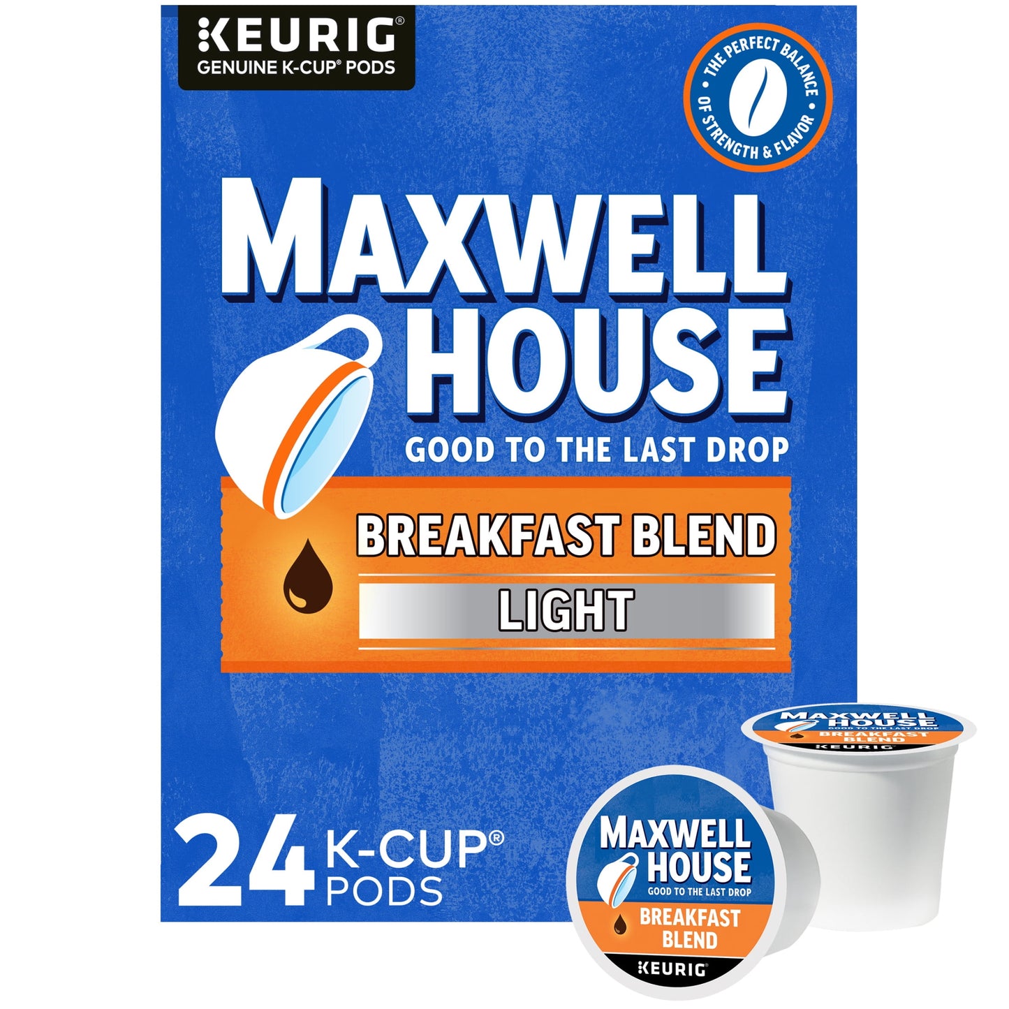 Maxwell House Original Roast Ground Coffee K-Cup Pods, Caffeinated, 24