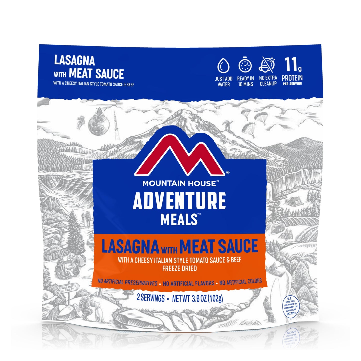 Lasagna W/Meat Sauce, Freeze-Dried Camping & Backpacking Food, 2 Serving