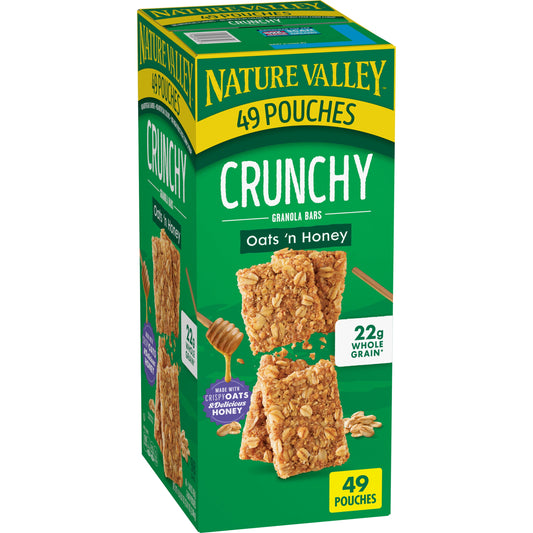 Crunchy Granola Bars, Oats 'N Honey, 98 Bars, 73.01 OZ (49 Pouches)