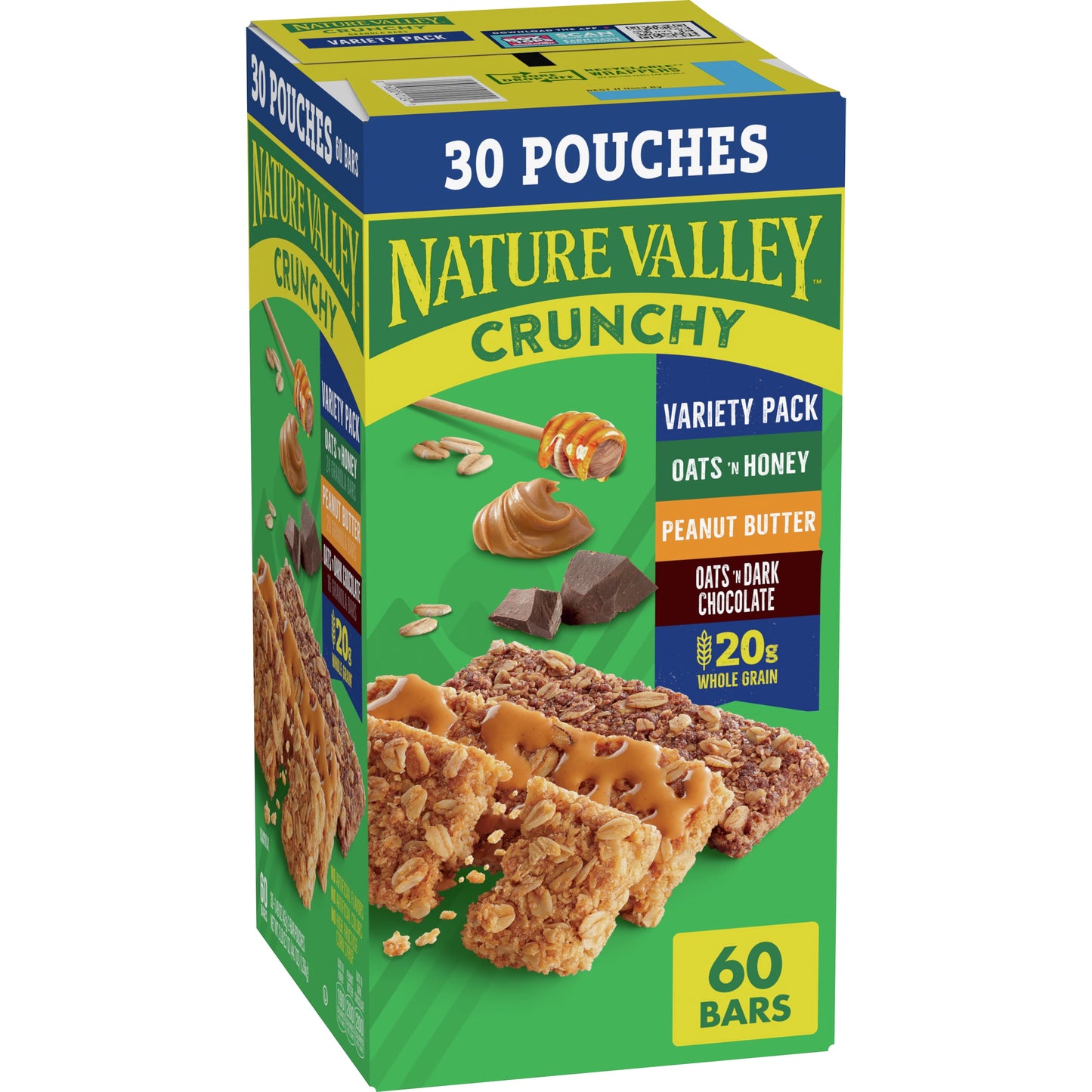 Nature Valley Crunchy Granola Bars, Variety Pack, 60 Bars, 44.7 OZ Count (30 Pouches)