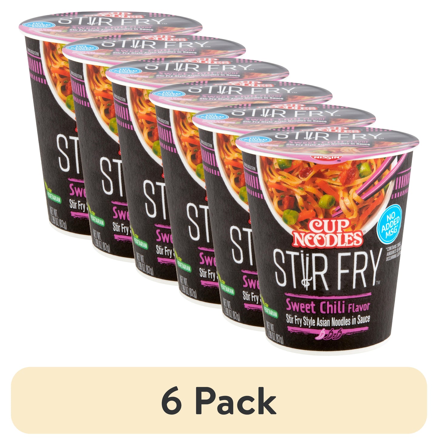 (6 Pack)  Cup Noodles Stir Fry Sweet Chili Flavor Asian Noodles in Sauce 2.89 Oz. Cup