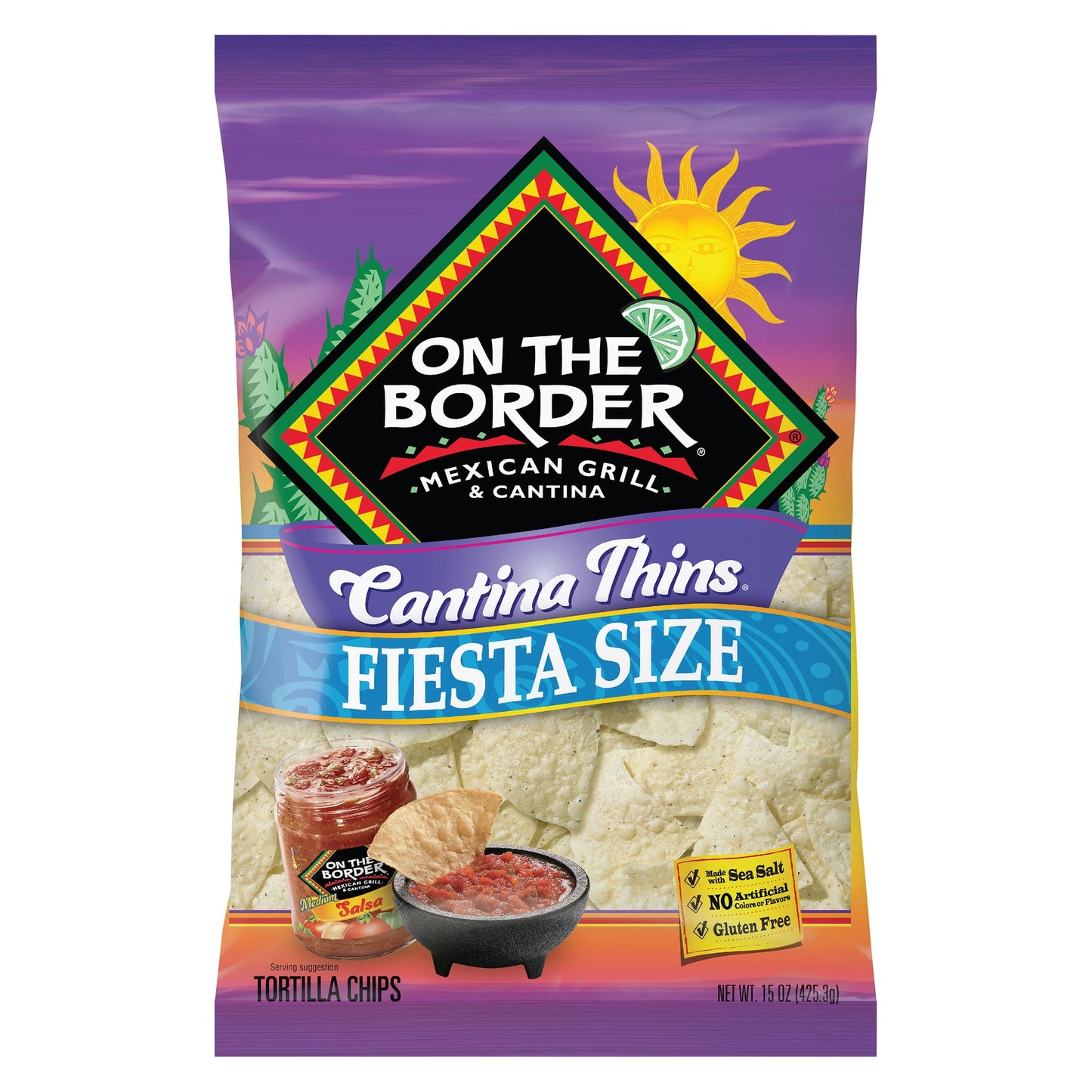 Cantina Thins Tortilla Chips, Gluten-Free, Fiesta Size, 15 Oz Bag