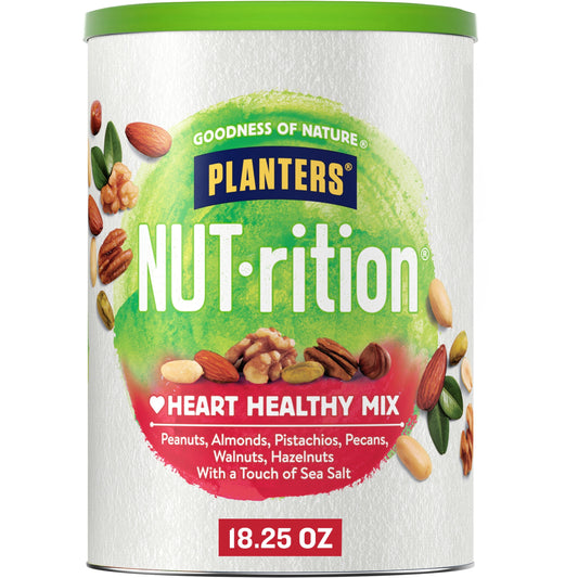 NUT-RITION Heart Healthy Nut Mix, Mixed Nuts, 18.25 Oz Canister