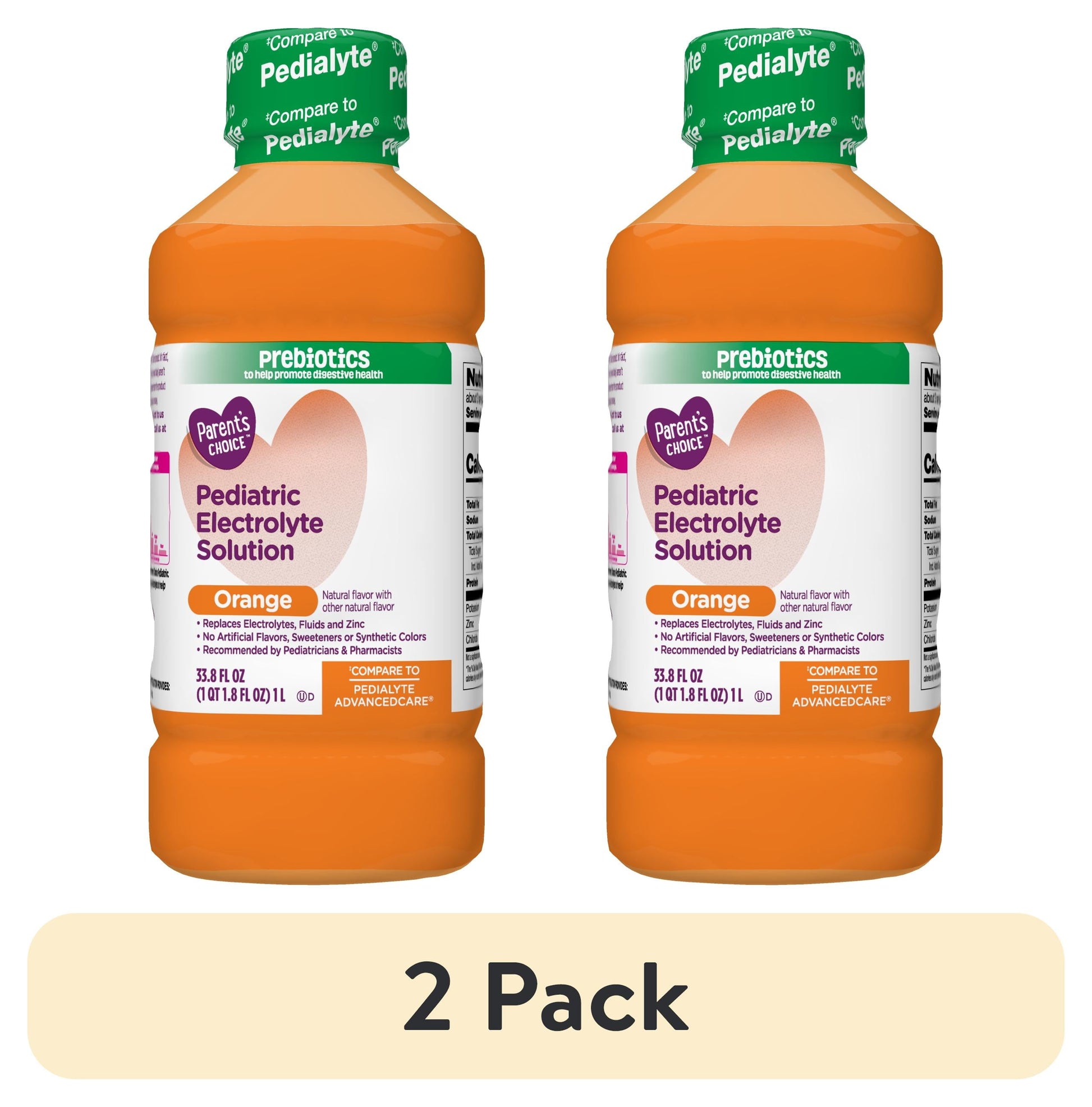 (2 Pack)  Advantage Care Pediatric Electrolyte Solution, Orange, for Kids and Adults, 33.8 Oz Bottle