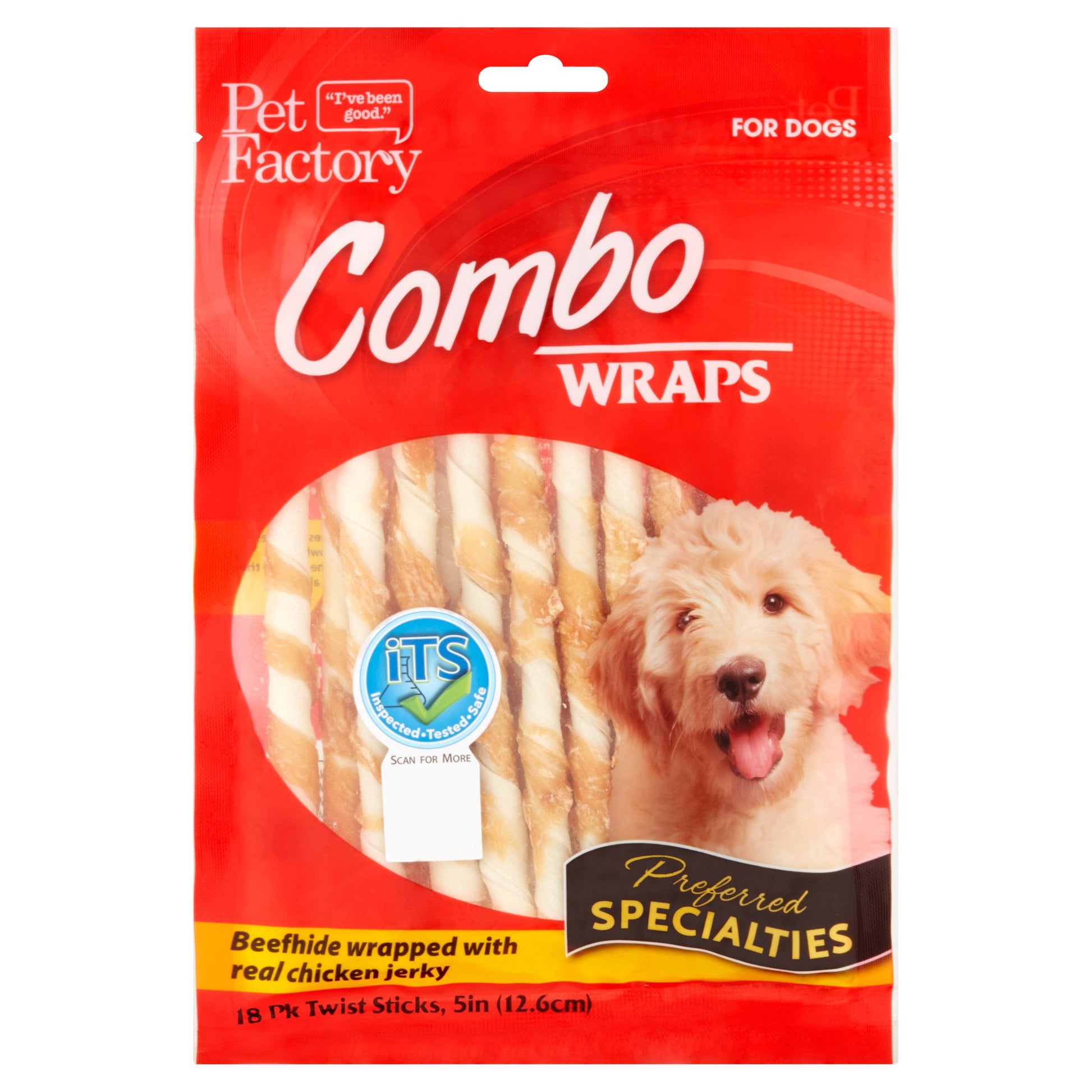 Combo Wraps Beefhide Wrapped with Real Chicken Jerky Dog Chews, 5" (18 Count)