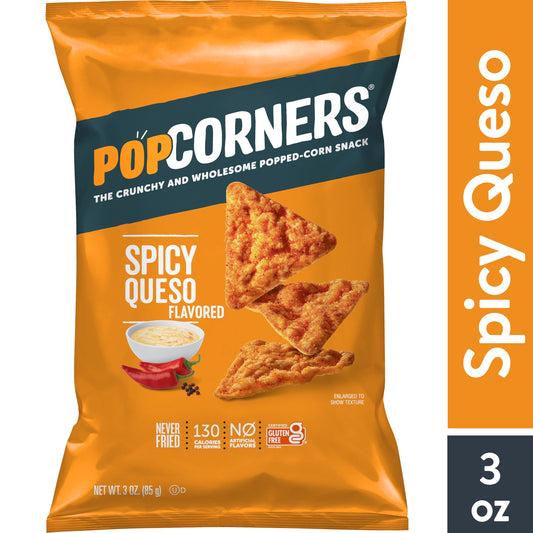 Spicy Queso Flavored Popped-Corn Snack Chips, 3 Oz Bag