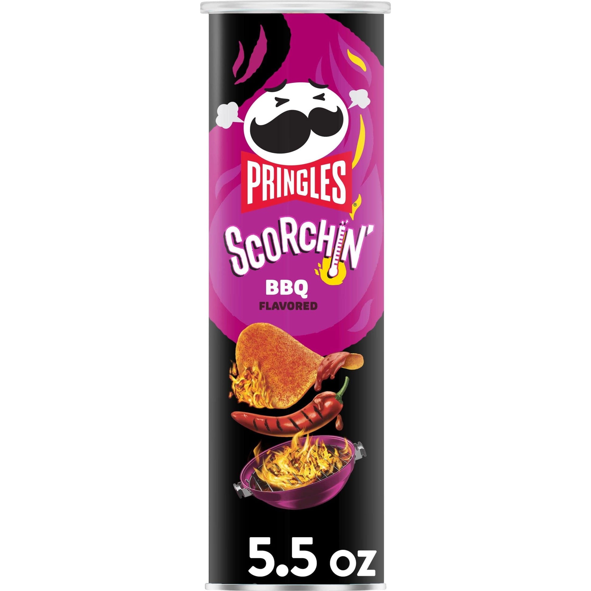 Scorchin, Potato Crisps Chips, Spicy Snacks, Hot Crisps Chips, Bbq, 5.5Oz Can (1 Can)