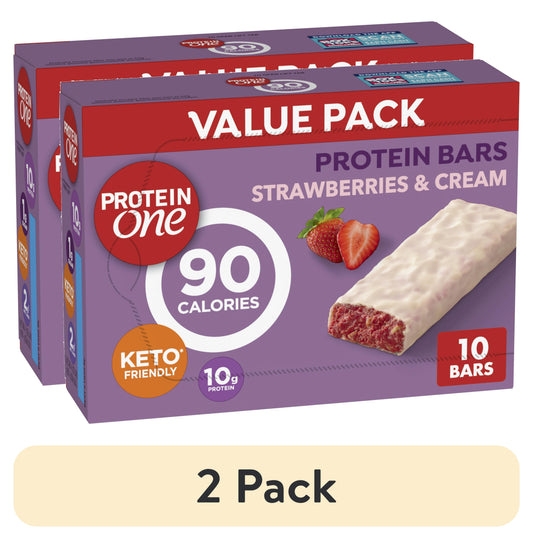 (2 Pack)  90 Calorie Keto Protein Bars, Strawberries and Cream, 10 Ct