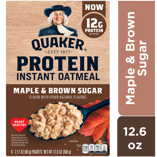 , Protein Instant Oatmeal, Maple & Brown Sugar, 2.11 Oz, 6 Packets