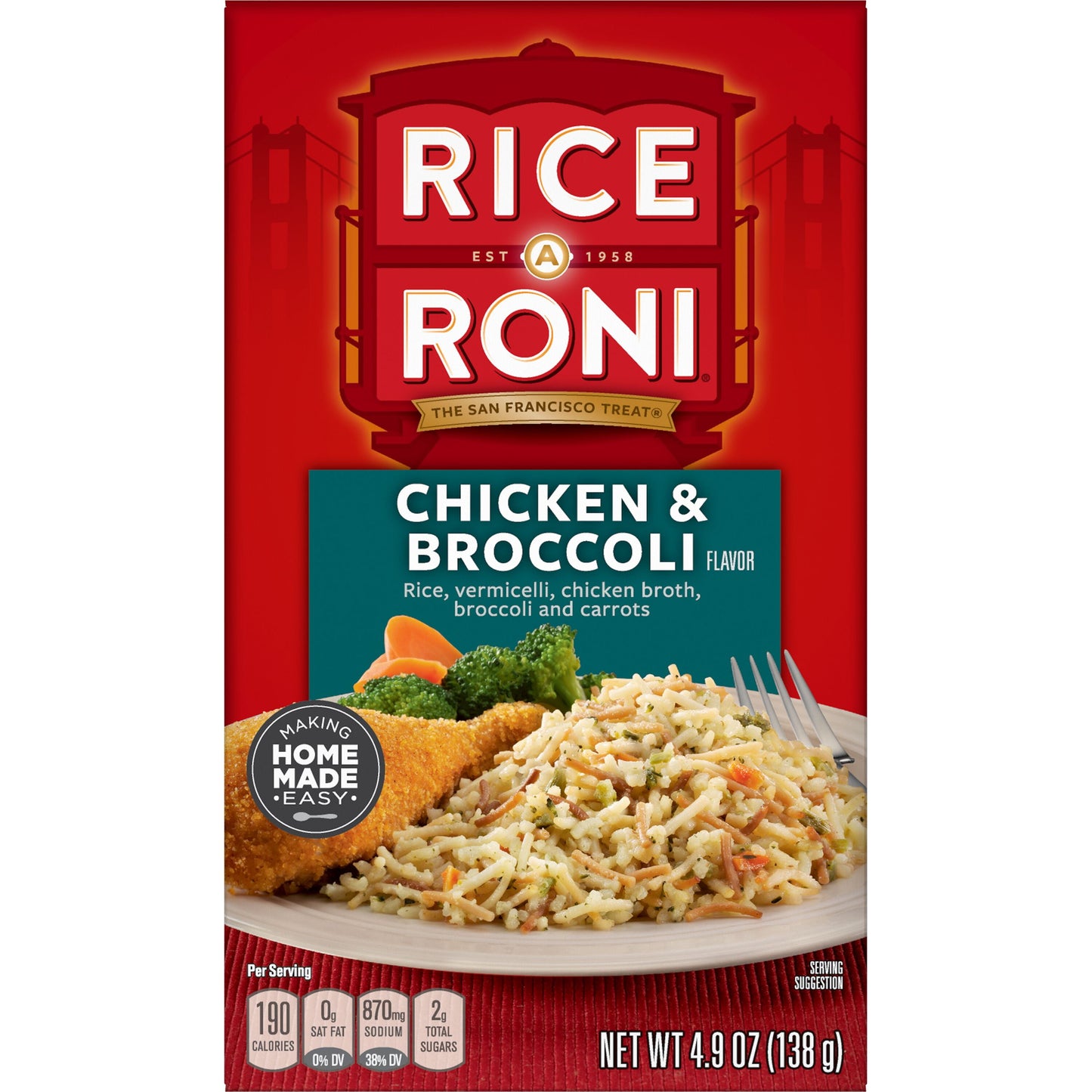 Chicken & Broccoli Rice & Vermicelli Mix Packaged Meal, 4.9 Oz Shelf-Stable Box