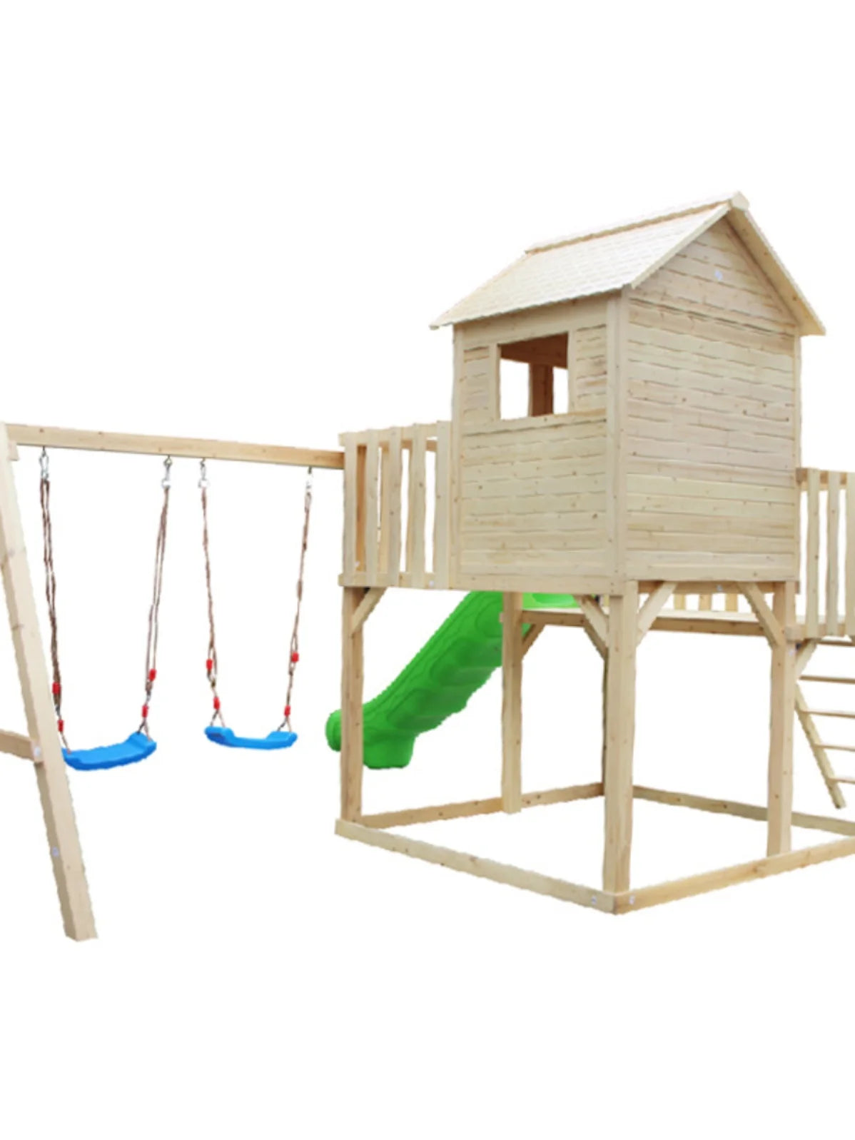 Outdoor  household antiseptic wood playground equipment, kindergarten, outdoor tree house, swing, log cabin, slide slide custom