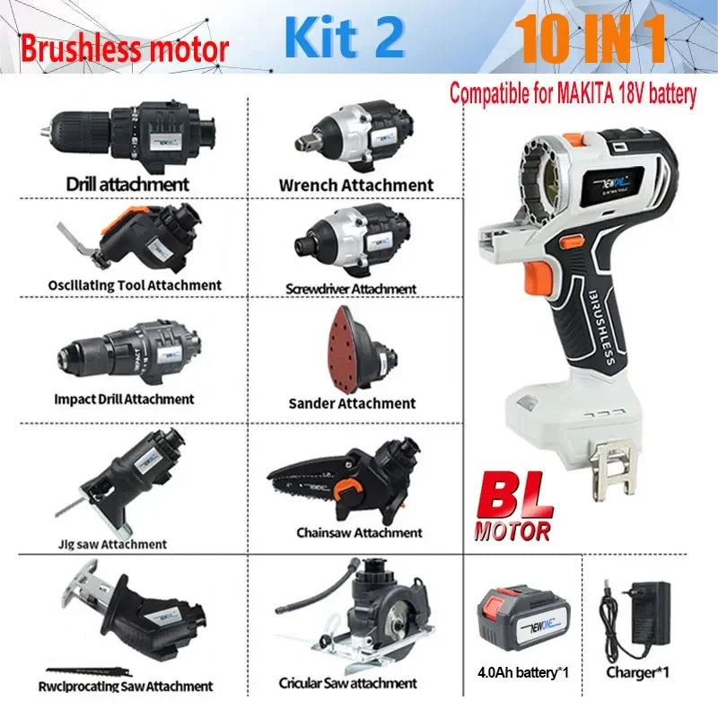 12-in-1 combo kit Cordless Brushless Recip Saw Jig saw Circular Saw Chainsaw Oscillating Tool Screw Driver For makita Battery