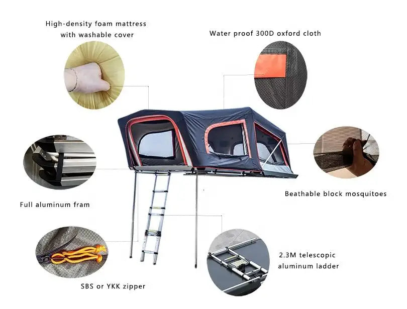 High Quality Foldable Car Tent For 4 People Outdoor Waterproof Car Hard Shell Roof Top Tent With Sunscreen Big Space