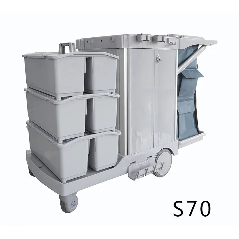 Wholesale Restaurant Service Multifunction Hotel Plastic Housekeeping Serving Folding Cleaning Trolley Janitorial Cart