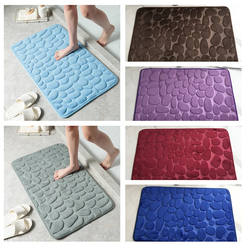 Non Slip Mat Super Absorbent Bath Mat Cobblestone Embossed Mat In Bathtub Floor Rug Shower Room Doormat Memory Foam Mat 60x40cm