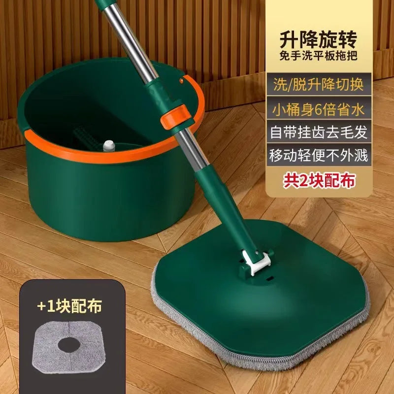 Spinning Mop with Bucket Hands Free Squeeze Mop Auto Breakaway Flat Mop Floor Cleaning Tool with Washable Microfiber Pads