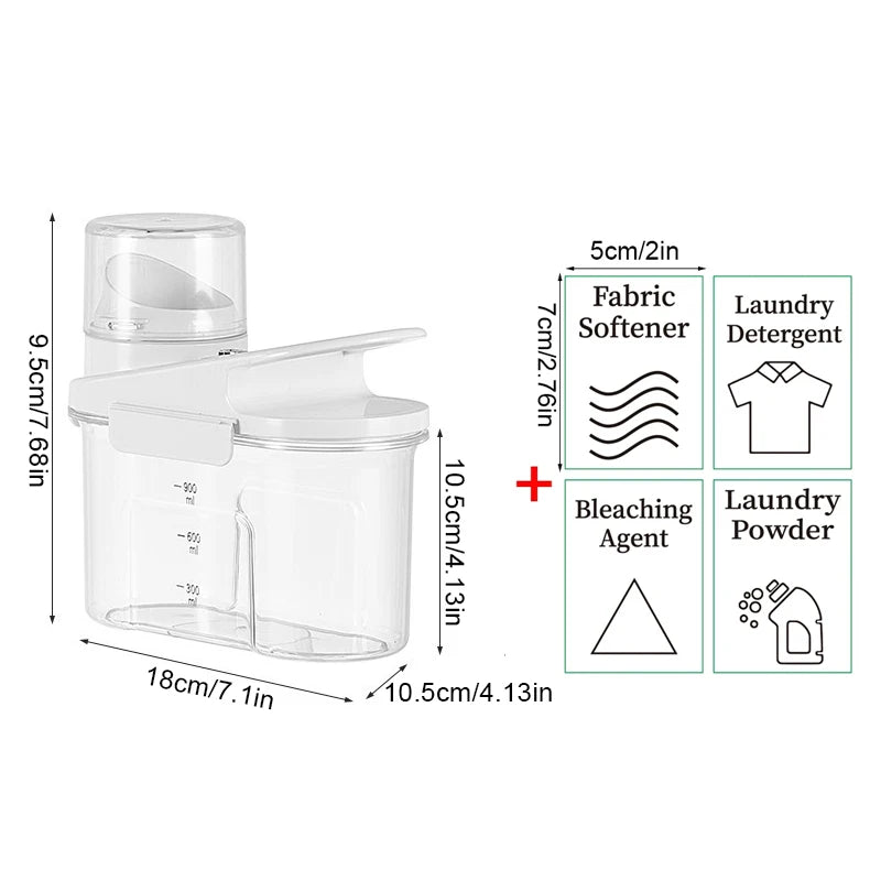 1200/2000/2500ml Laundry Pods Container with Handle Laundry Detegent Liquids Soaps Powders Dispenser Airtight Box with Labels