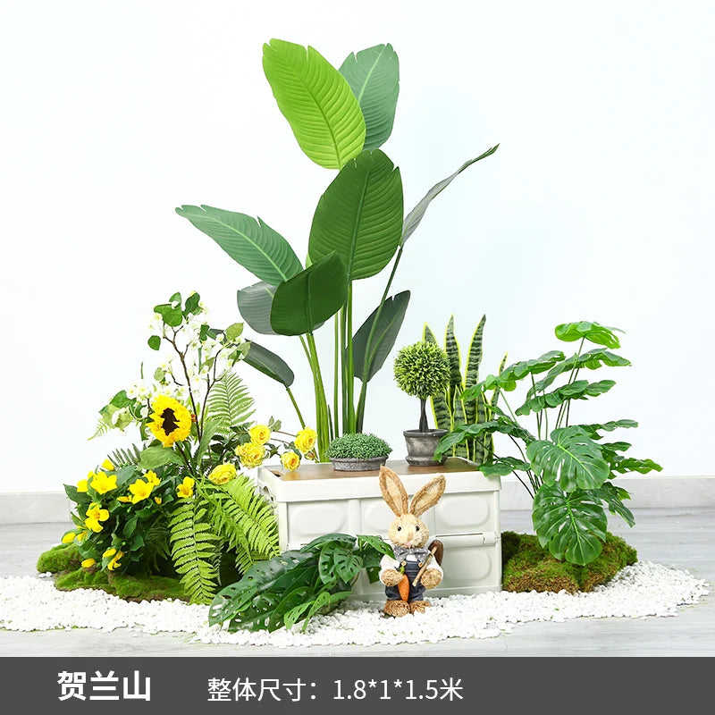 Simulation of green plant landscaping camping combined balcony landscape indoor fake green plant window decoration stair corner