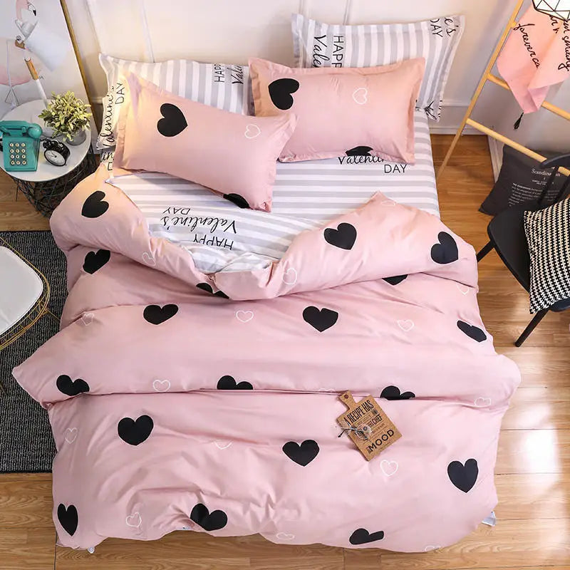 Solstice Home Textile Cyan Cute Cat Kitty Duvet Cover Pillow Case Bed Sheet Boy Kid Teen Girl Bedding Covers Set King Queen Twin