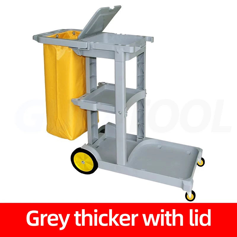 Janitorial Supplies Folding Cleaning Cart Housekeeping Cleaning Service Trolley Cart Wholesale Plastic Cleaning Trolley