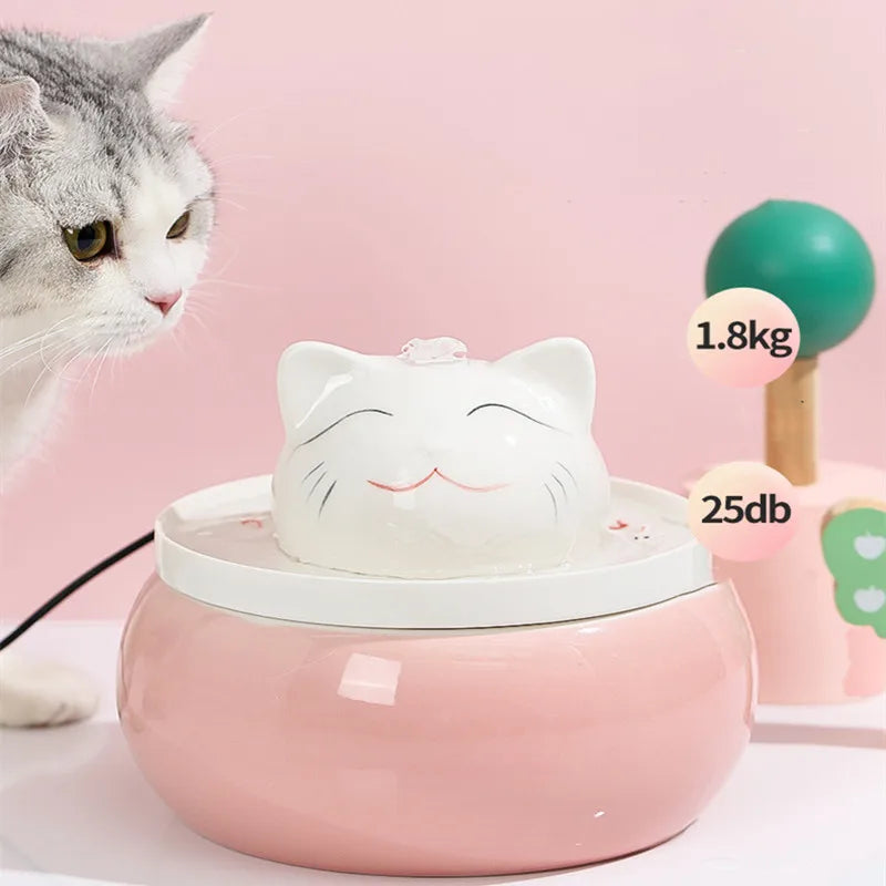 Automatic Ceramic Drinker for Pets,Cat Water Fountain,Indoor Decor,Dog Drinking Bowls,Cat Waterer Dispenser,Cat Accessories USB