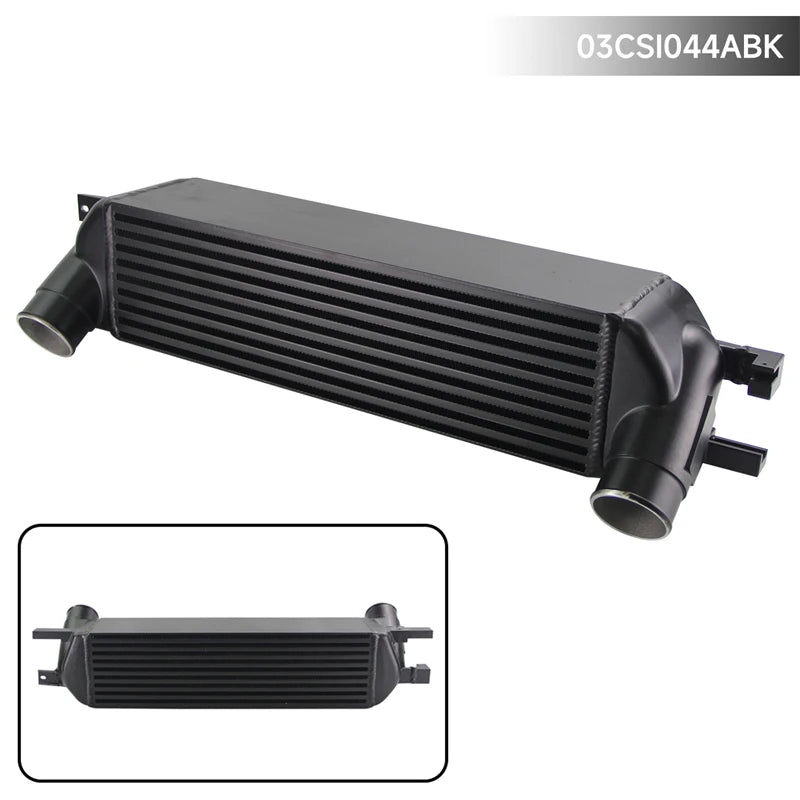 Intercooler Performance Front Upgrade Fits for Ford Mustang 2.3L EcoBoost 2015-2020 Black/Silver Bar&Plate